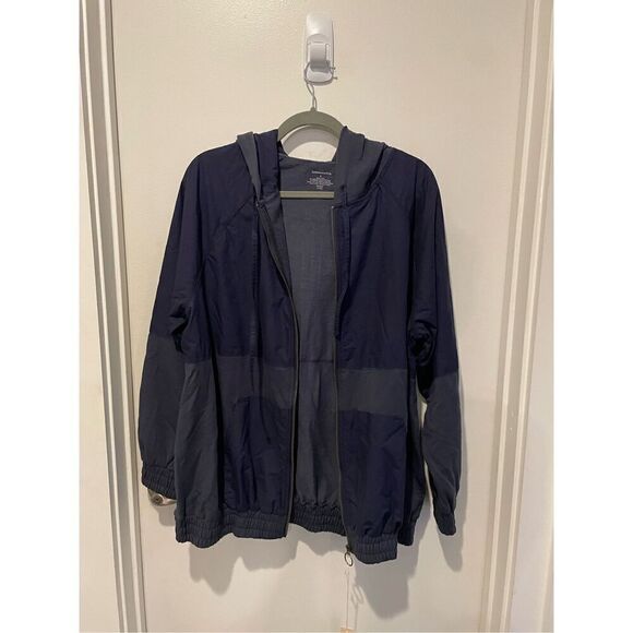 NWT Summersalt Softest French Terry Mixed-Media Hoodie Midnight Blue Sz L - Picture 9 of 9